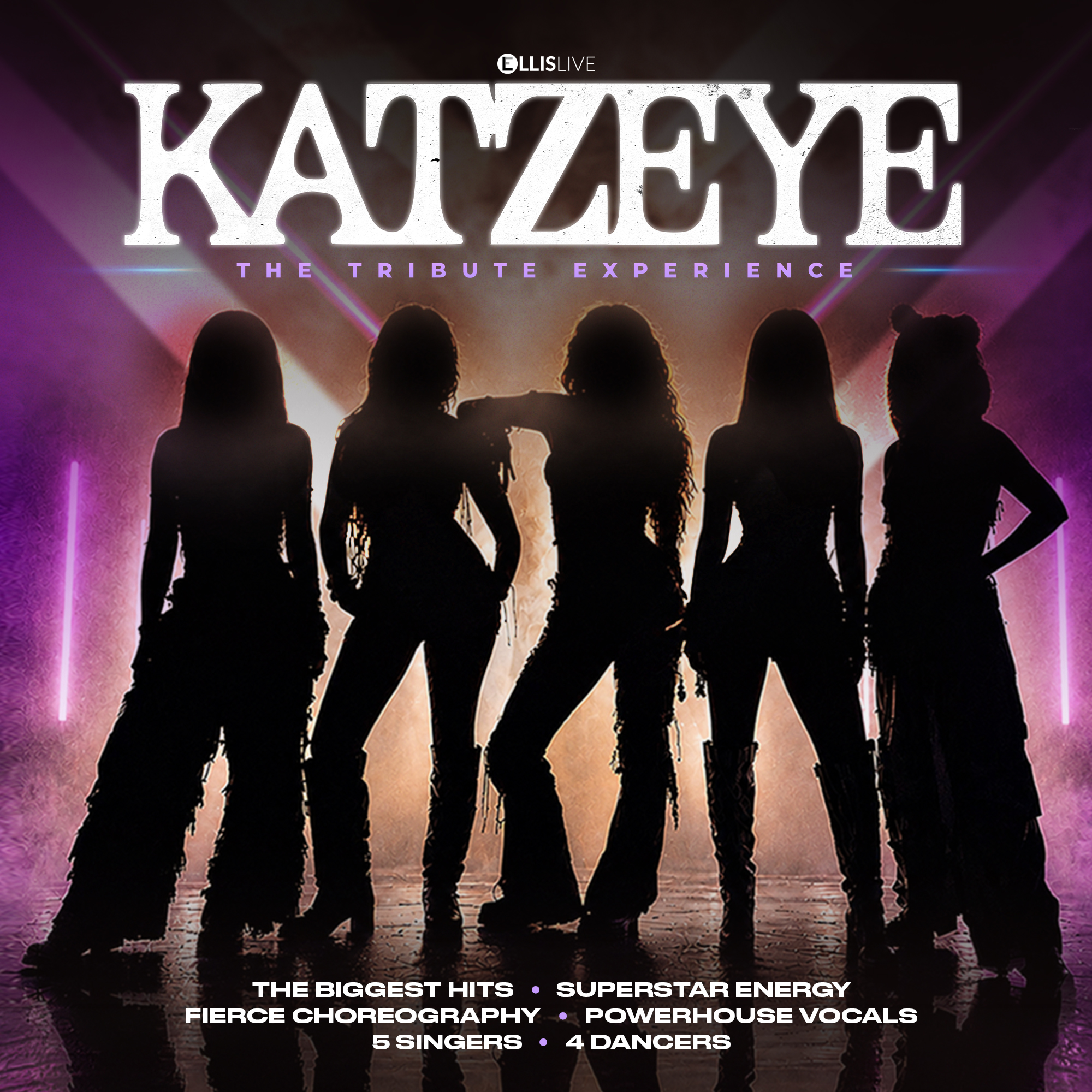 Katzeye:The Tribute Experience image showing a silhouette of 5 people promoting an event at the Victoria Theatre Halifax 