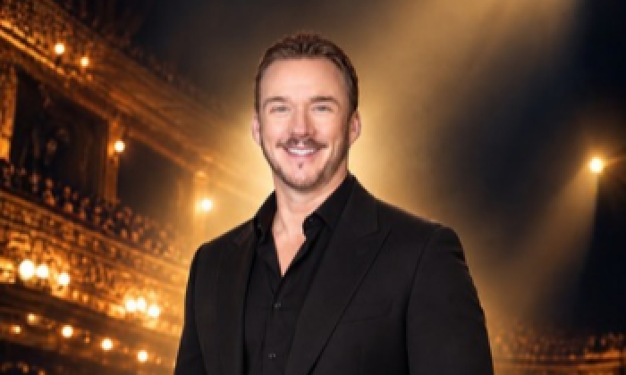 Four-time Classical BRIT Award winner Russell Watson in front of a black background ahead of his event at the Victoria Theatre Halifax