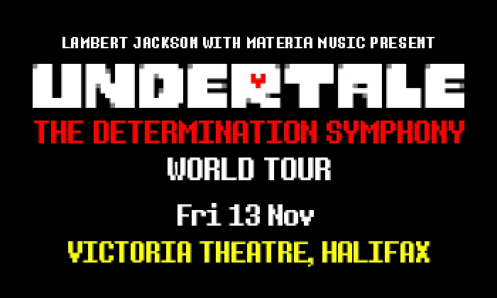 A computer game themed banner with the name of the show on a black background